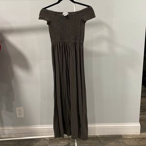 Off the Shoulder Long Green Dresss